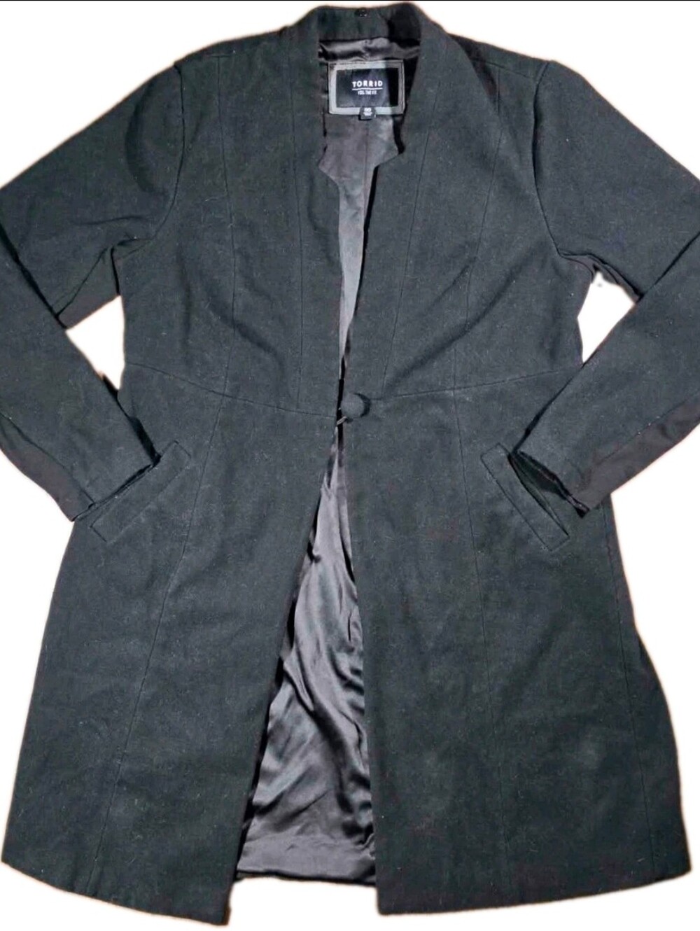 Torrid Black Longline Tailored Coat Women’s Size 00 Fit & Flare Lined